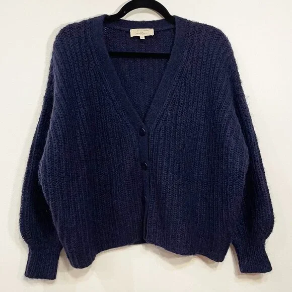 EUC Sezane Achille Mohair Wool Blend Oversized Cardigan Navy Blue XS - Picture 3 of 9